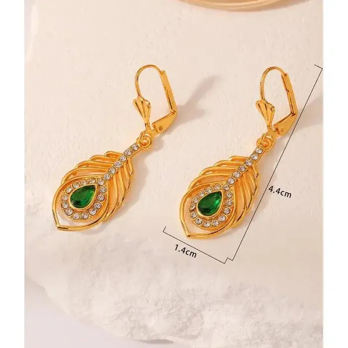 Women's Gold Cubic Zirconia Pendant Drop Earrings Wedding Bridal Jewelry Gift