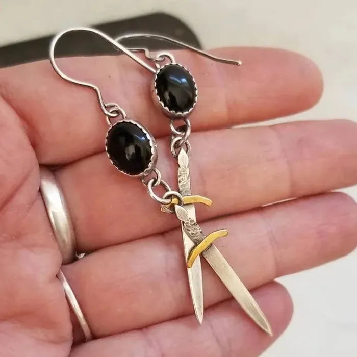 Retro Neutral Sword Pendant Drop Earrings Gothic Zinc Alloy Halloween Jewelry