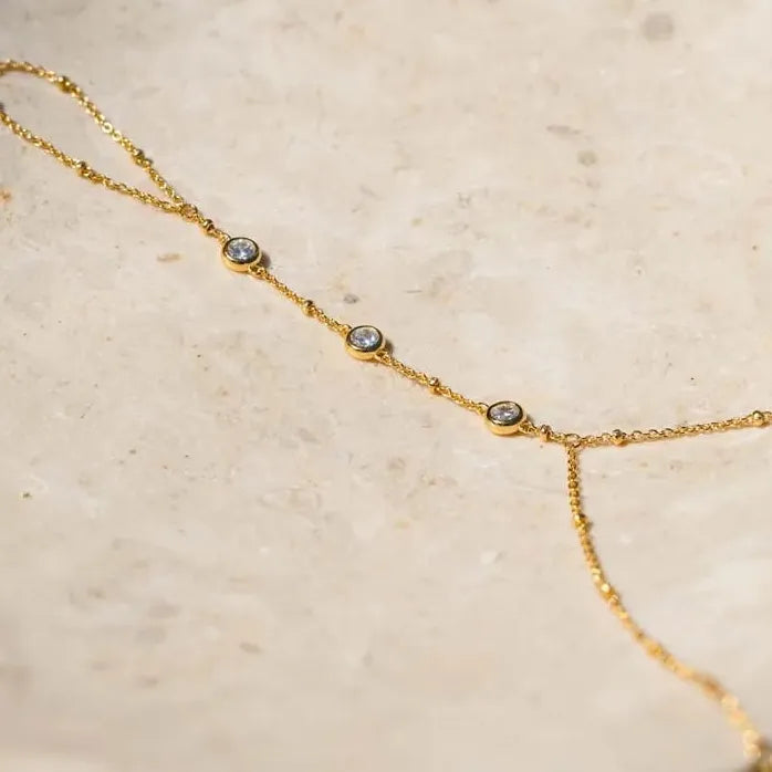 Bohemian Crystal Link Chain Metal Finger Bracelet for Women Summer Gift Jewelry