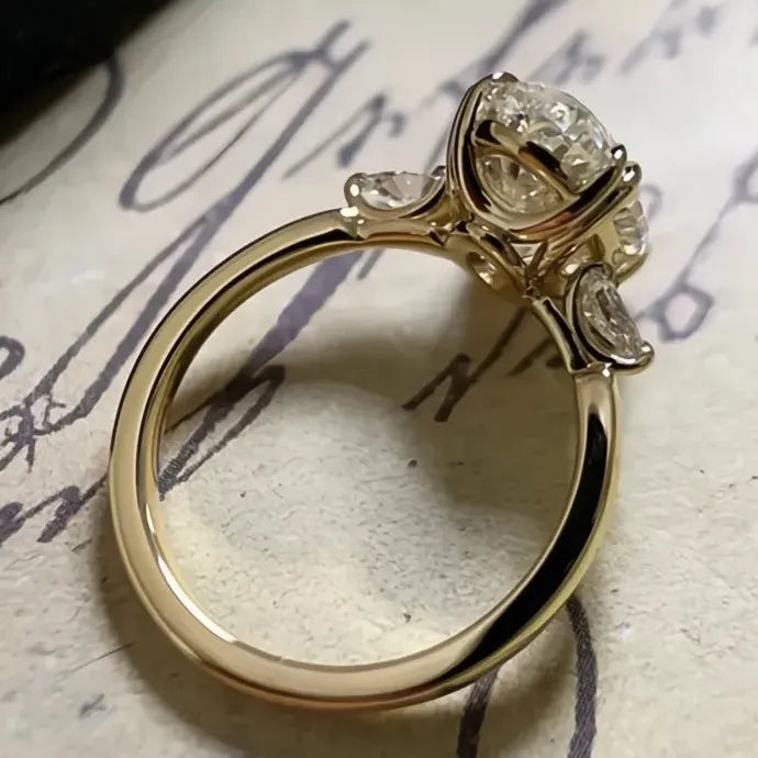 Women’s Geometric CZ Ring Gold Brass Wedding Party Jewelry Simple Style