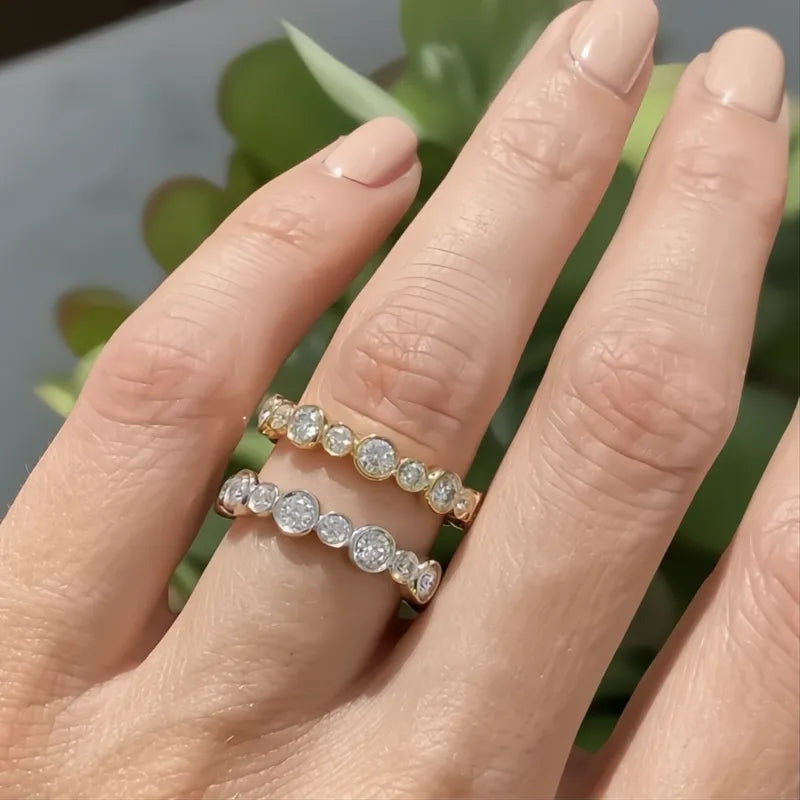 Trendy Round Cubic Zirconia Ring for Women Silver Gold Color Fashion Jewelry Daily Wear