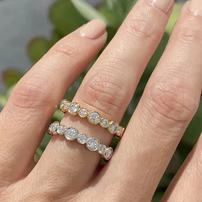 Trendy Geometric Round Cubic Zirconia Ring for Women Silver Gold