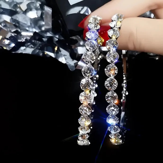 Big Hoop Earrings for Women with Round Cubic Zirconia Rhinestone Sparkling Fashion Jewelry
