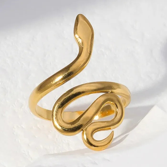 Adjustable Gold Color Stainless Steel Snake Ring Vintage Gothic Jewelry Gift