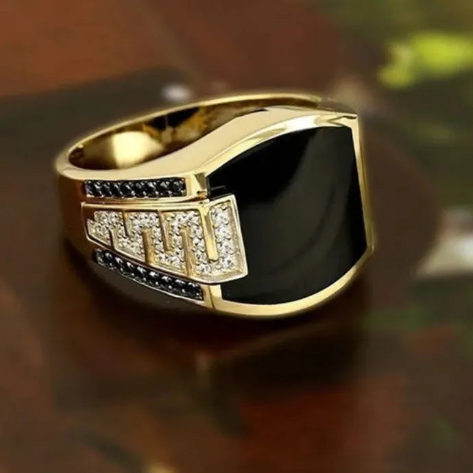 Classic Men's Gold Color Metal Ring Zinc Alloy Punk Engagement Wedding Jewelry