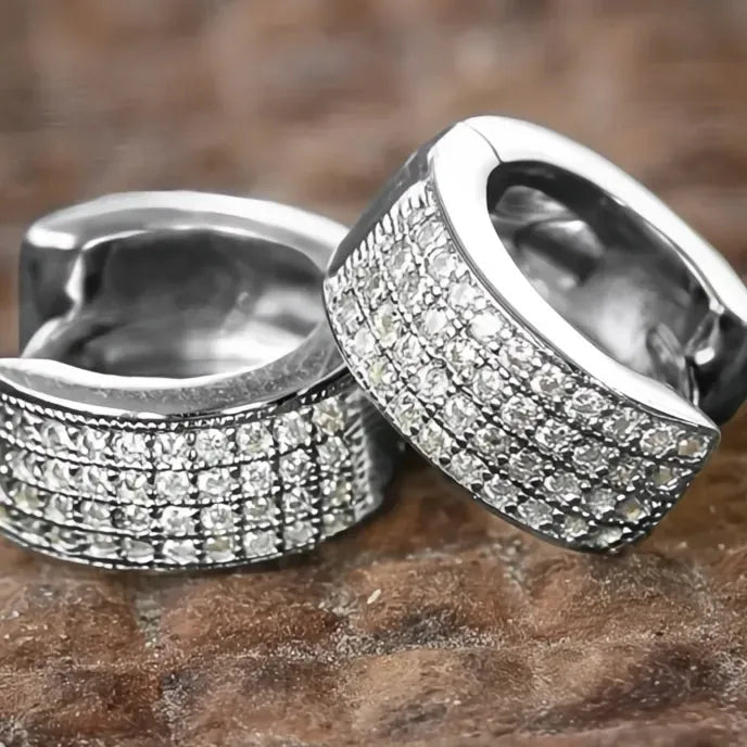 Small Round Copper Hoop Earrings with Cubic Zirconia for Men and Women Fashion Jewelry