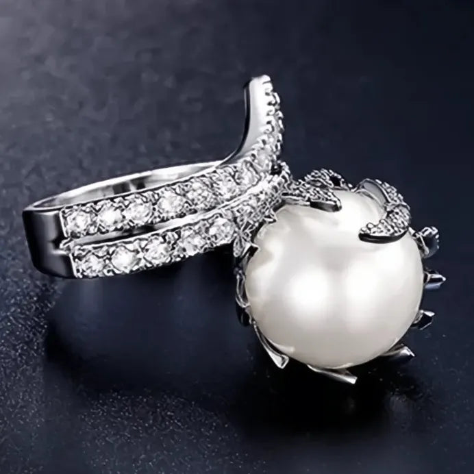 Elegant Luxury Imitation Pearl Wedding Band Ring for Women Party Jewelry