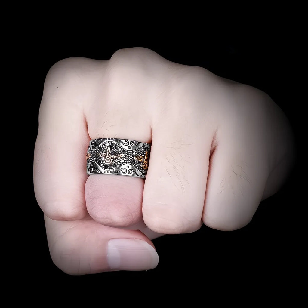 Farvahar Persia Zarathustra Ring Stainless Steel Punk Hip Hop Biker Ring