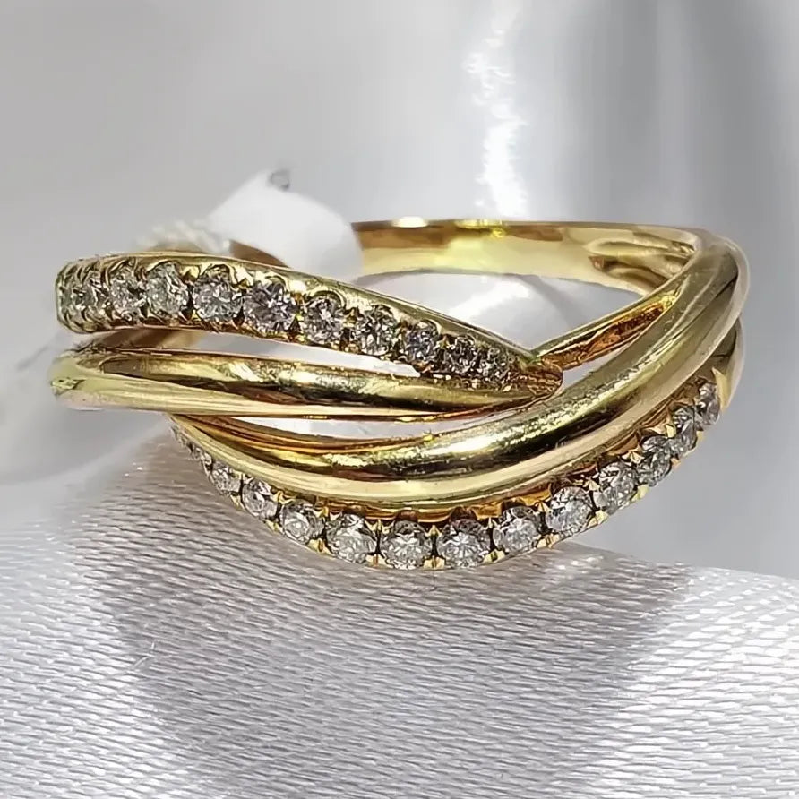 Elegant Women’s Gold Cubic Zirconia Wedding Engagement Ring Trendy Design