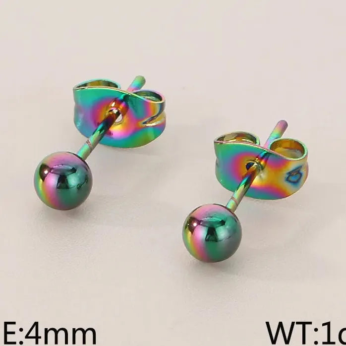 Gold Stainless Steel Hollow Ball Stud Earrings for Women Wedding Jewelry