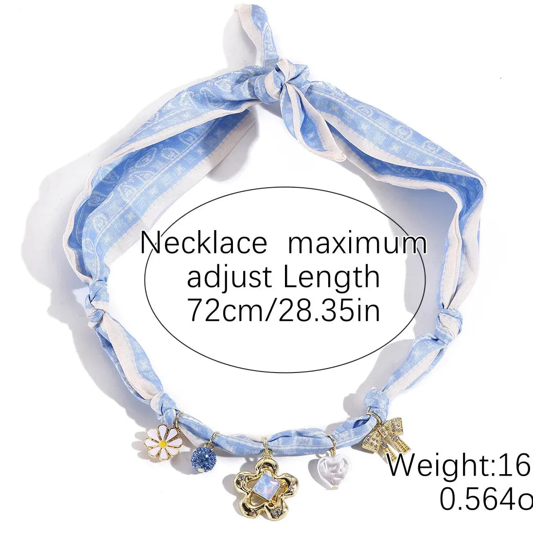 Copper Alloy Multicolored Knot Scarf Necklace Featuring Crystal Daisy Bowknot Heart Star Charms Choker for Women Autumn
