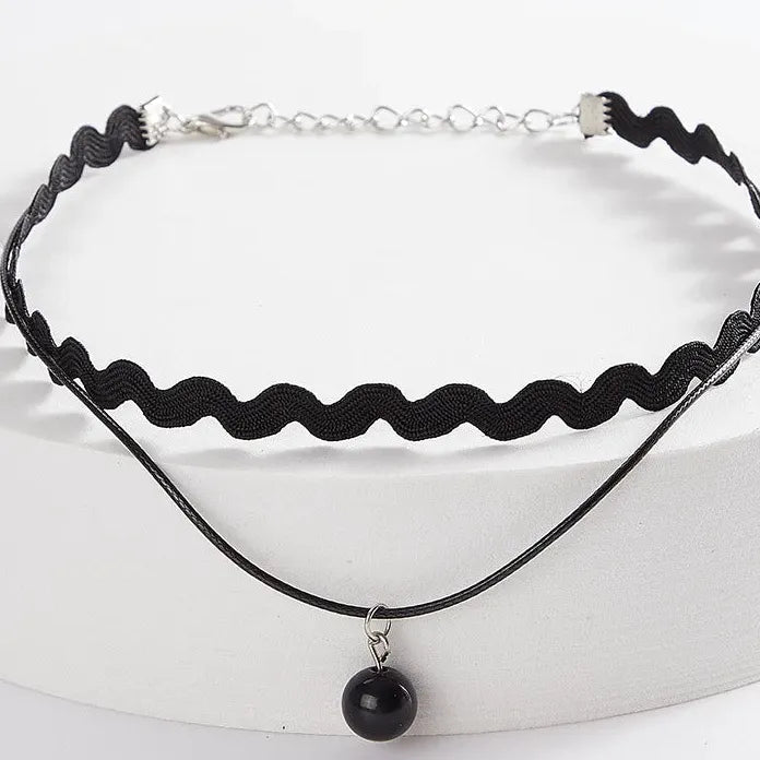 Black Velvet Heart Crystal Pendant Lace Choker Necklace Retro Gothic