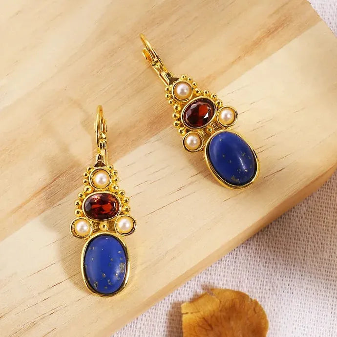 Vintage Drop Earrings Zinc Alloy Synthetic Gem Statement Jewelry for Women