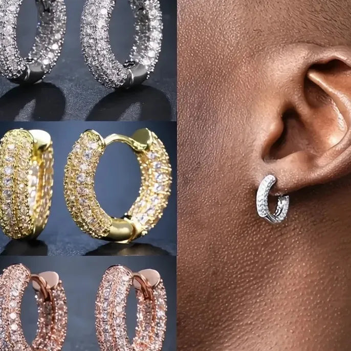 Luxury Women Small Hoop Earrings Micro Paved CZ Stones Copper Fashion Jewelry
