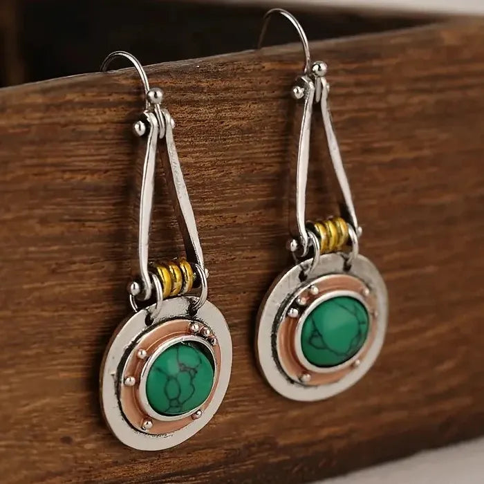 Retro Silver Long Drop Earrings for Women Resin Zinc Alloy Jewelry Hot Sale