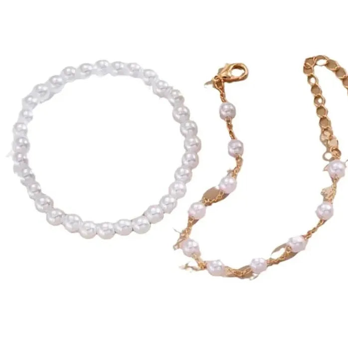 Elegant Retro White Imitation Pearl Double Layer Bracelet for Women Jewelry Gift