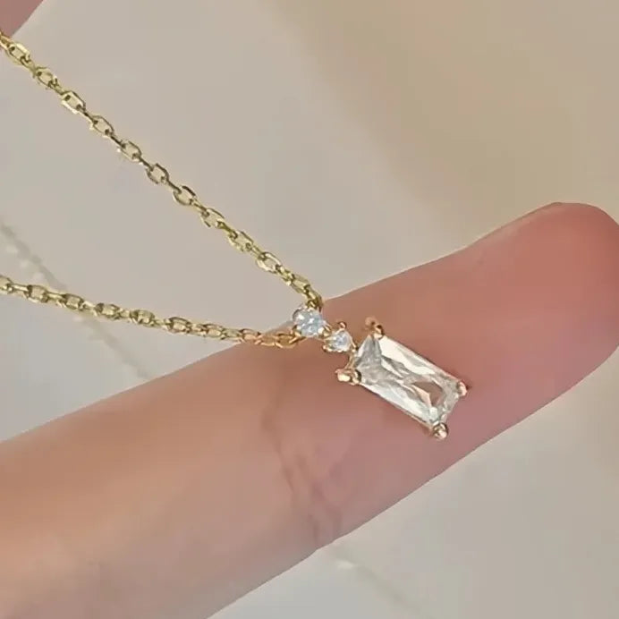 Modern Geometric Cubic Zirconia Pendant Necklace for Women Gift