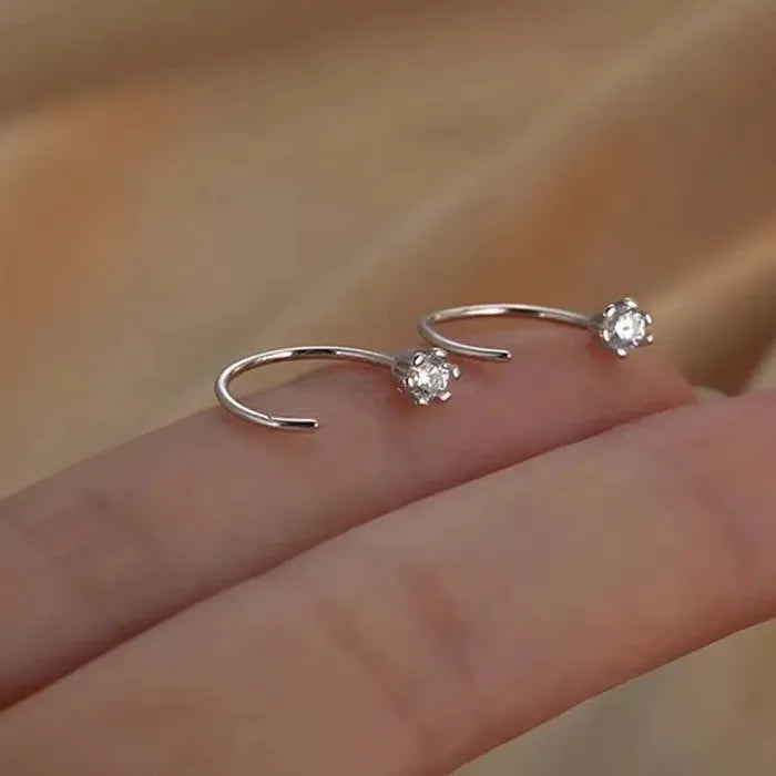 2026 Zircon Geometric Clip Earrings for Women Zinc Alloy No Piercing