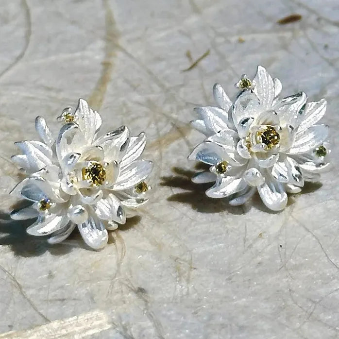 Vintage Copper Night-Blooming Flower Stud Earrings for Women Gift
