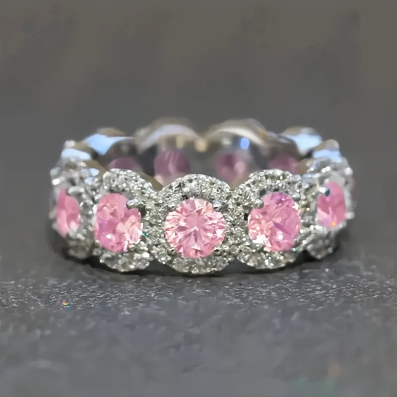 Sparkling Cubic Zirconia Promise Rings for Women Wedding Engagement Bands Silver Color Fashion Jewelry