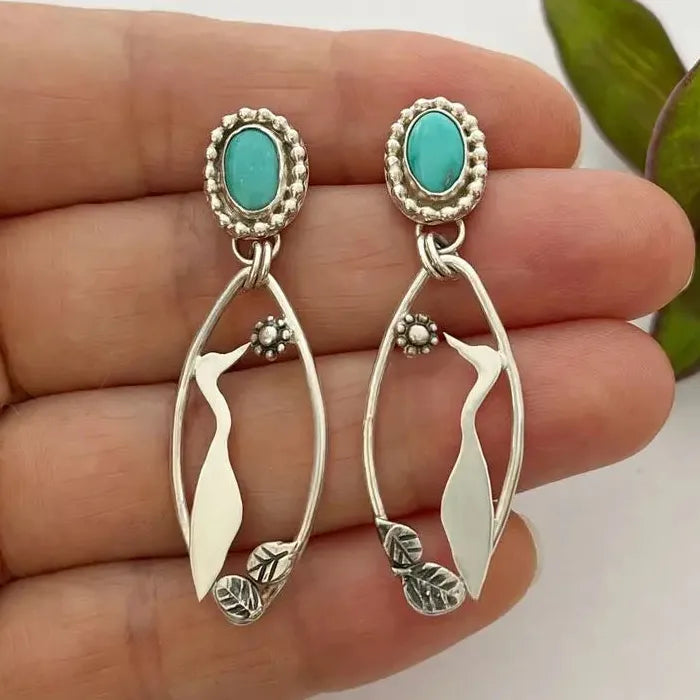Vintage Zinc Alloy Hummingbird Drop Earrings Women’s Animal Jewelry Gift