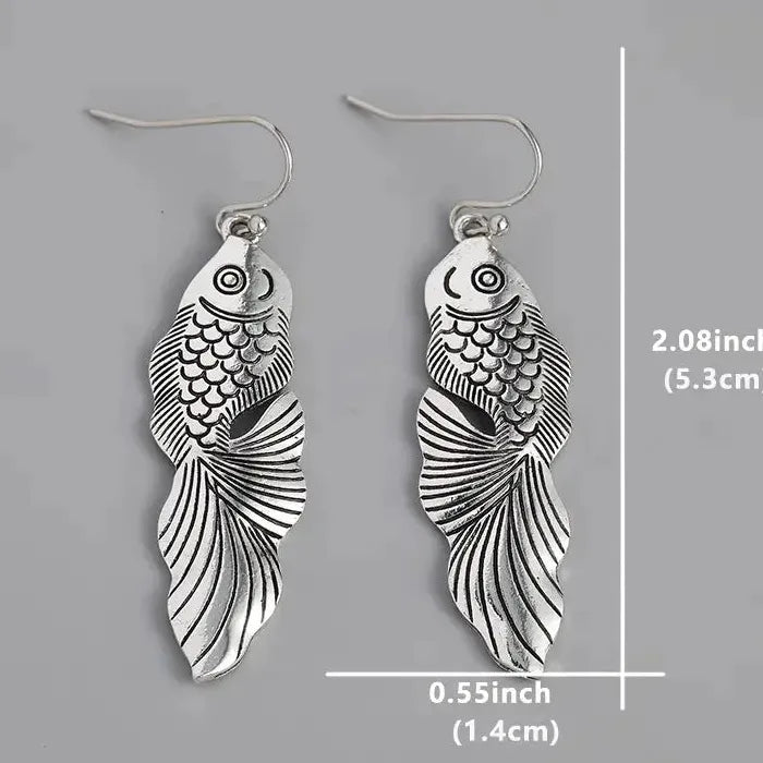 Retro Exaggerated Women's Goldfish Earrings Zinc Alloy Drop Jewelry Gift