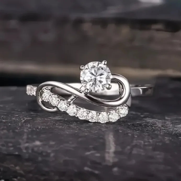 Cubic Zirconia Brass Wedding Band Ring for Women Elegant Fashion Jewelry