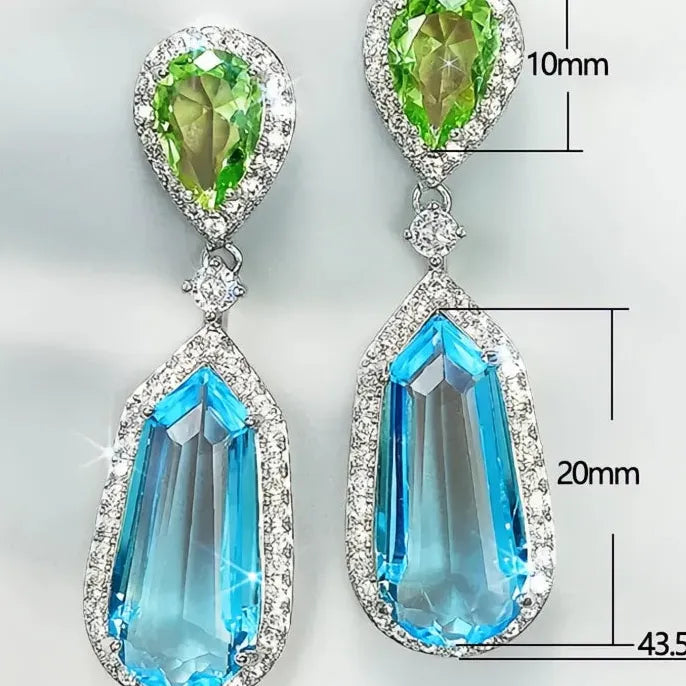 Colorful Geometric Cubic Zirconia Dangle Earrings for Women Wedding Jewelry