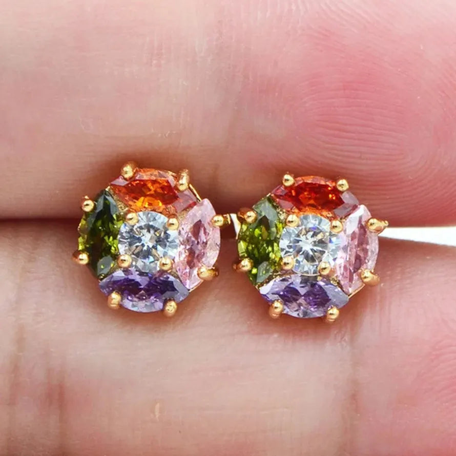 Personalized Colored Zircon Women’s Earrings Simple Exquisite Student Jewelry