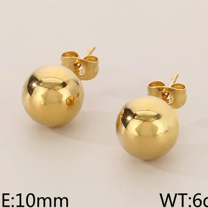 Gold Stainless Steel Hollow Ball Stud Earrings for Women Wedding Jewelry