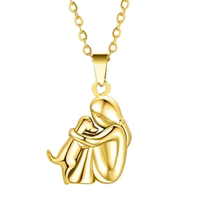 Cute Little Girl Puppy Pendant Necklace for Women Dog Jewelry Zinc Alloy