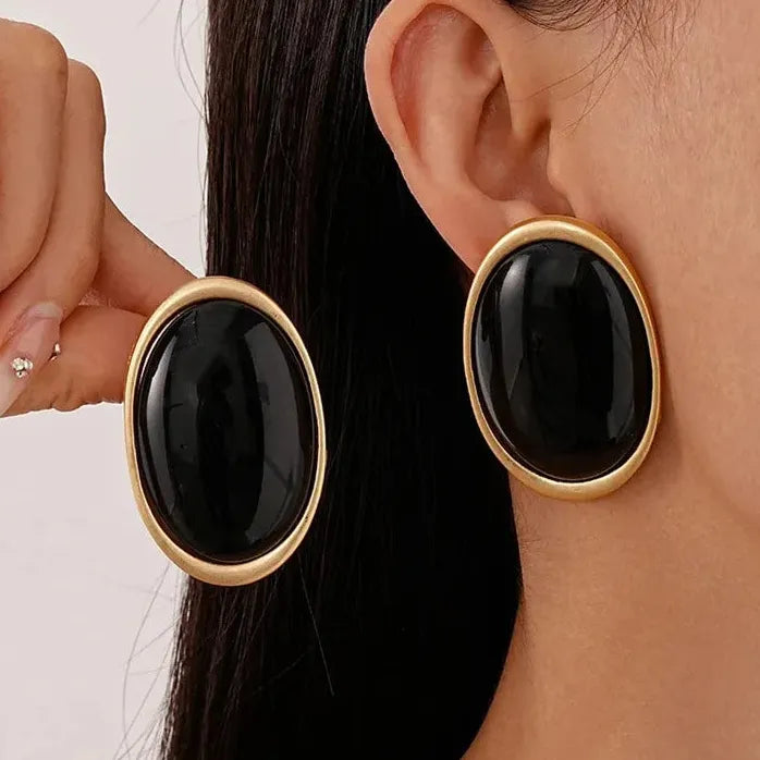 Brown Green White Geometric Stud Earrings for Women Lightweight Fashion Jewelry