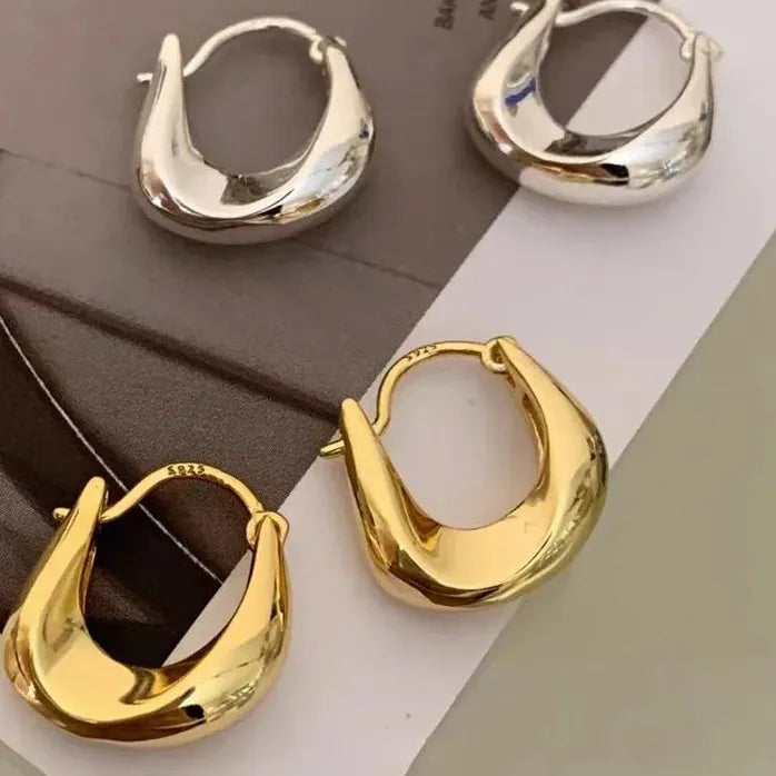Geometric Hoop Earrings for Women Simple Fashion Gold Silver Huggies Jewelry