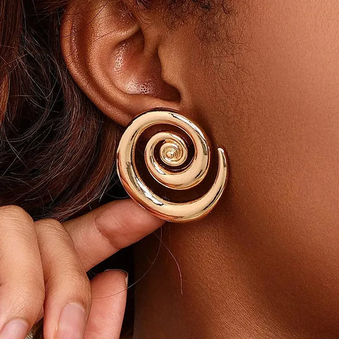Vintage Metal Irregular Spiral Vortex Stud Earrings Women Trendy Jewelry 2026