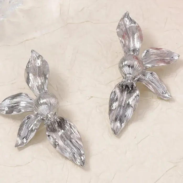 Retro Personalized Large Flower Earrings for Women Vintage Petal Drop Jewelry