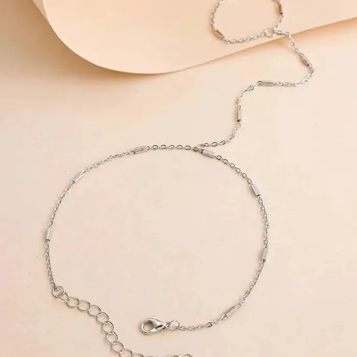 Gold Color Square Hand Chain Bracelet for Women Link Jewelry Gift
