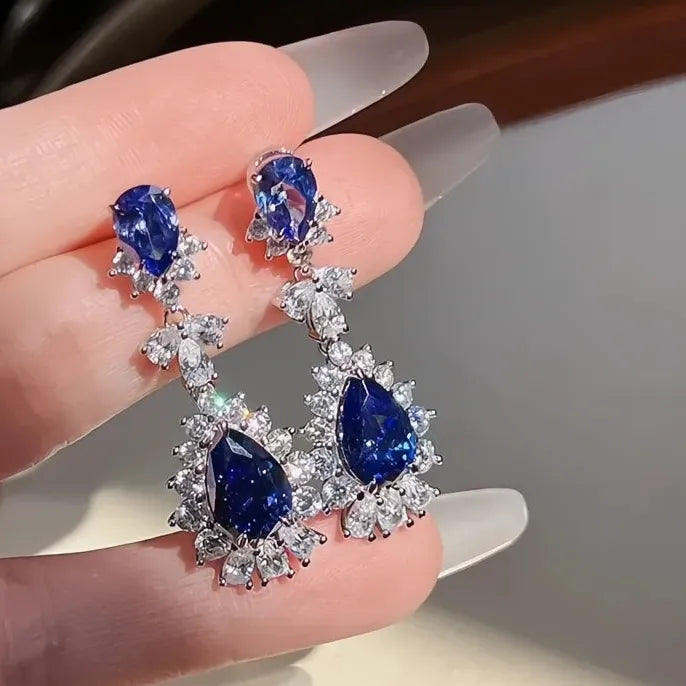 Geometric Copper Alloy Stud Earrings with Cubic Zirconia for Women