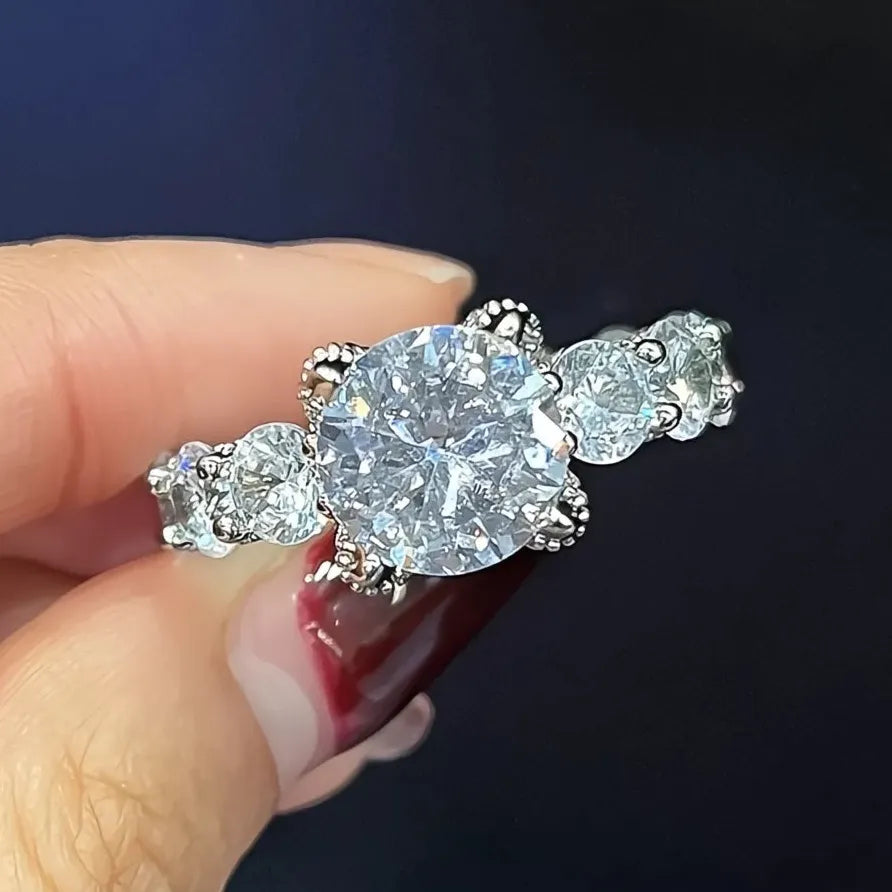 Geometric Eternity CZ Wedding Engagement Ring for Women 2023 Luxury