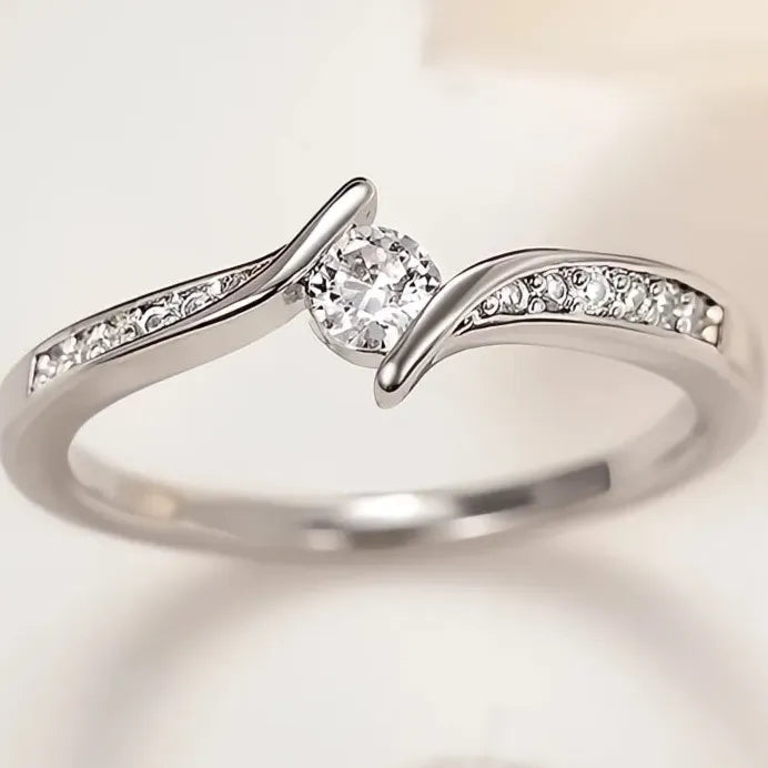 Geometric Cubic Zirconia Ring for Women Wedding Engagement Elegant