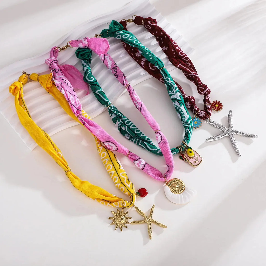 Oversize Starfish Pendant Scarf Necklace Women 18K Gold Plated Choker Jewelry Fashion