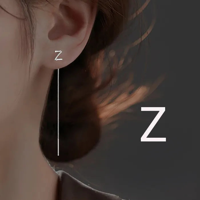2PC S925 Silver Needle Geometric Tassel Drop Earrings for Women Girls