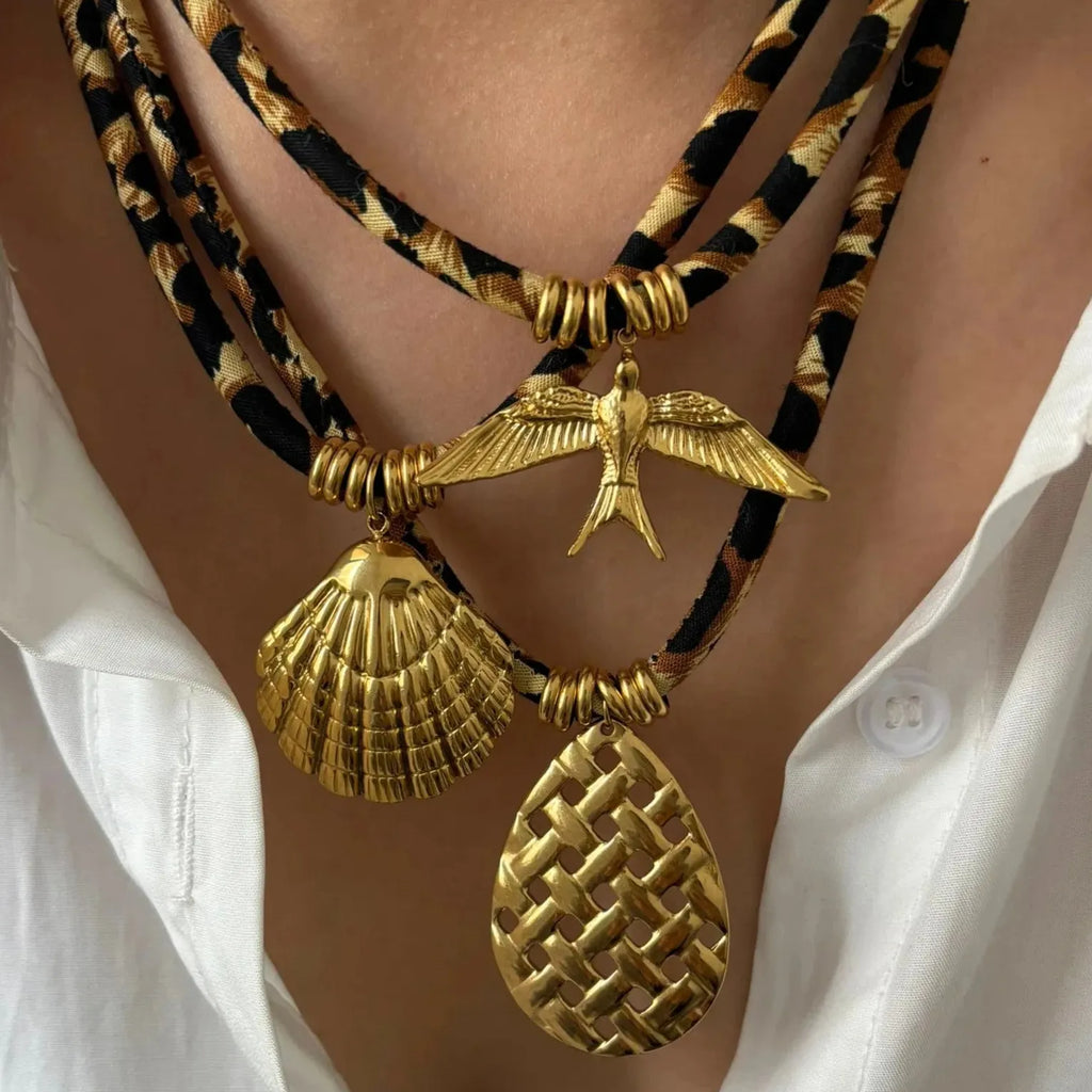 18K Gold Plated Stainless Steel Geometric Pendant Necklace Women Choker Jewelry