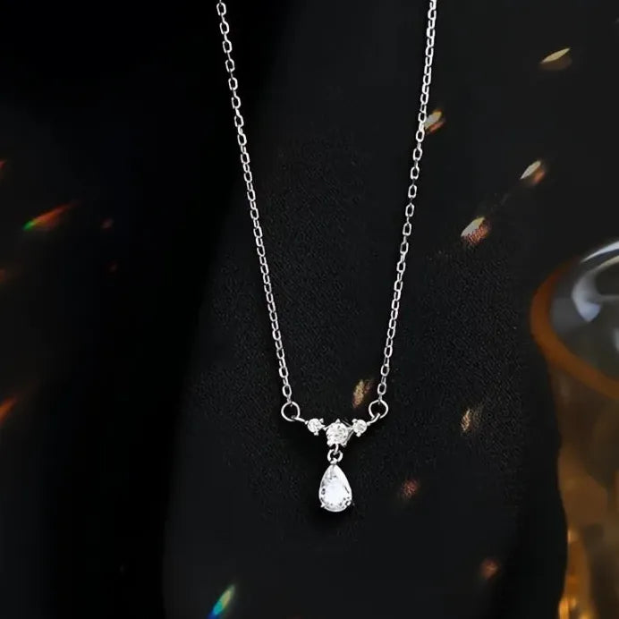 Elegant Women’s Geometric Pendant Necklace with Pear CZ for Wedding