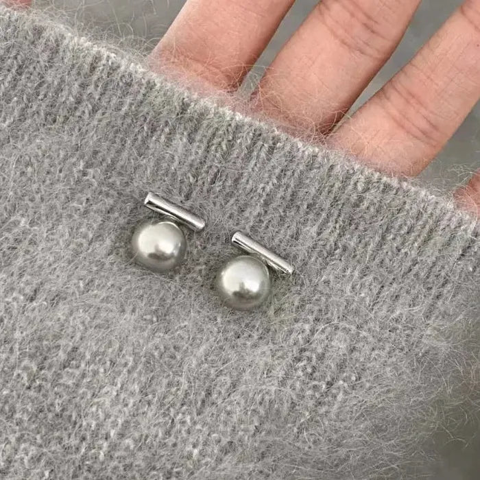 Moon Gray Pearl Stud Earrings Copper Moon Bowknot Jewelry Gift Women