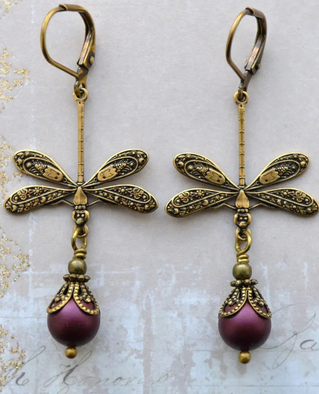 Simulated Pearl Dragonfly Drop Earrings Long Style Cute Animal Jewelry Women