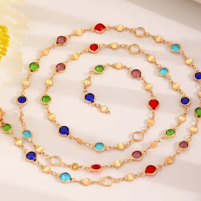 2024 Luxury Colorful Crystal Zircon Rhinestone Tassel Necklace for Women