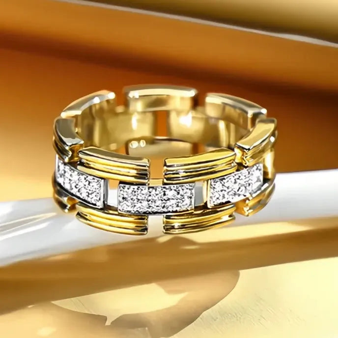 Fashion Geometric Cubic Zirconia Brass Rings for Women Chic Party Engagement Jewelry