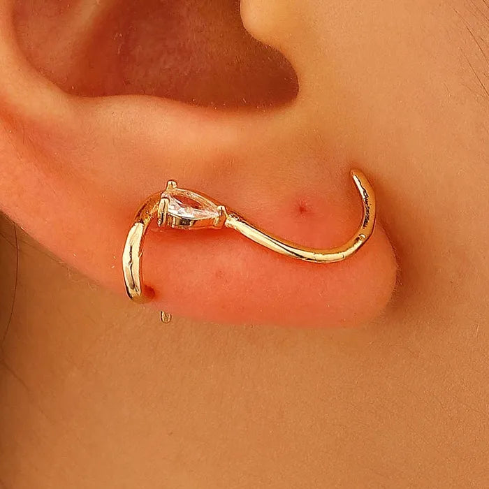 Vintage Water Drop Zircon S-Shaped Stud Earrings for Women Gift