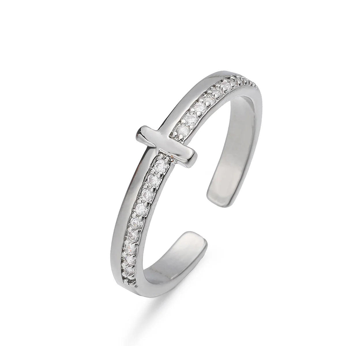 Gold Plated Geometric Cubic Zirconia Opening Ring for Women Wedding Jewelry 2026