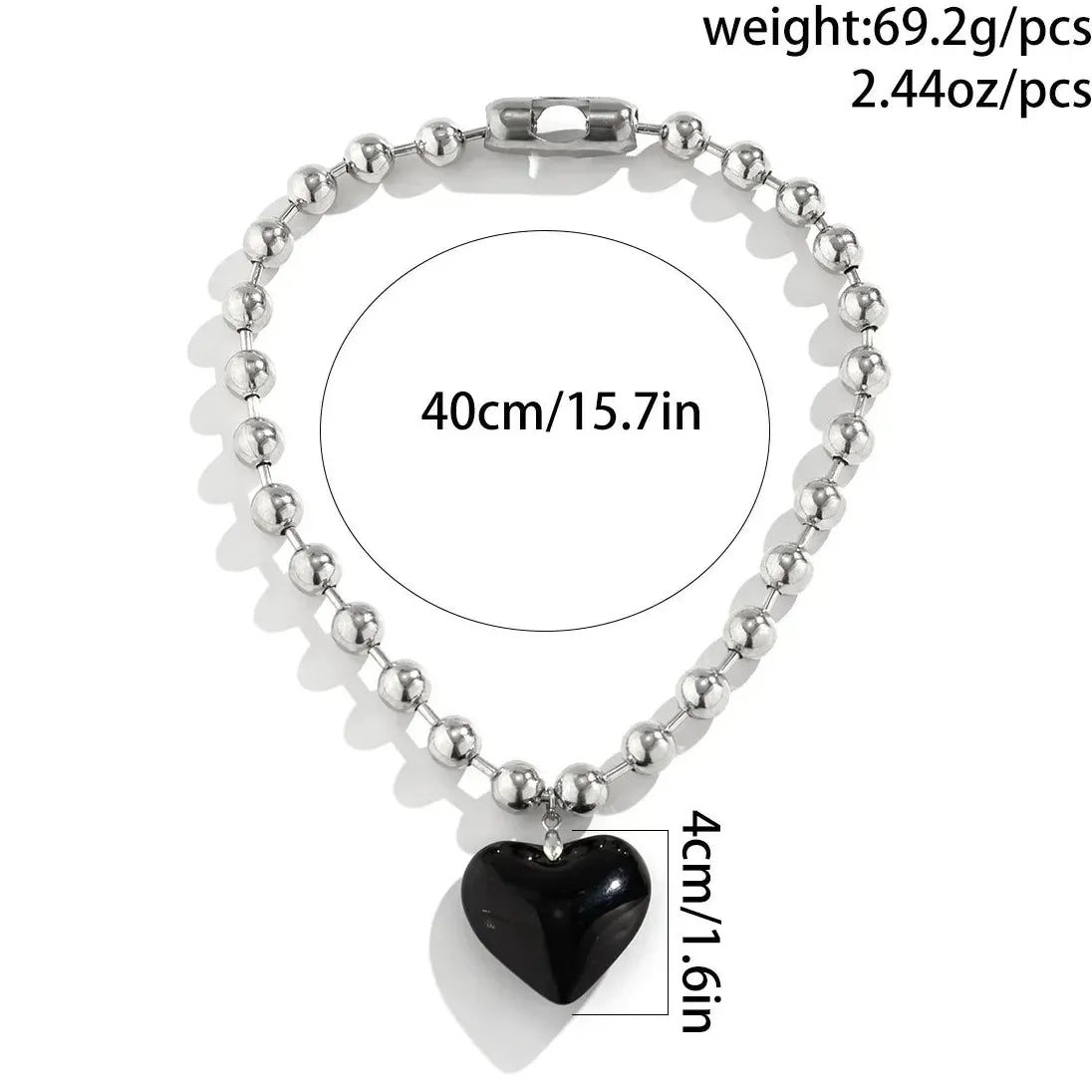 Gothic Pink Heart Pendant Choker Necklace Waterproof Rope Chain for Women